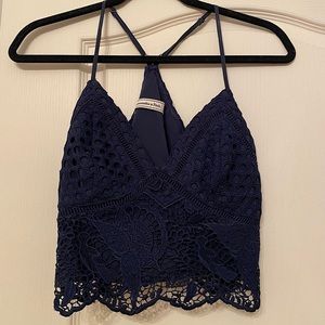 Navy blue lace crop top from Abercrombie & Fitch! Size S